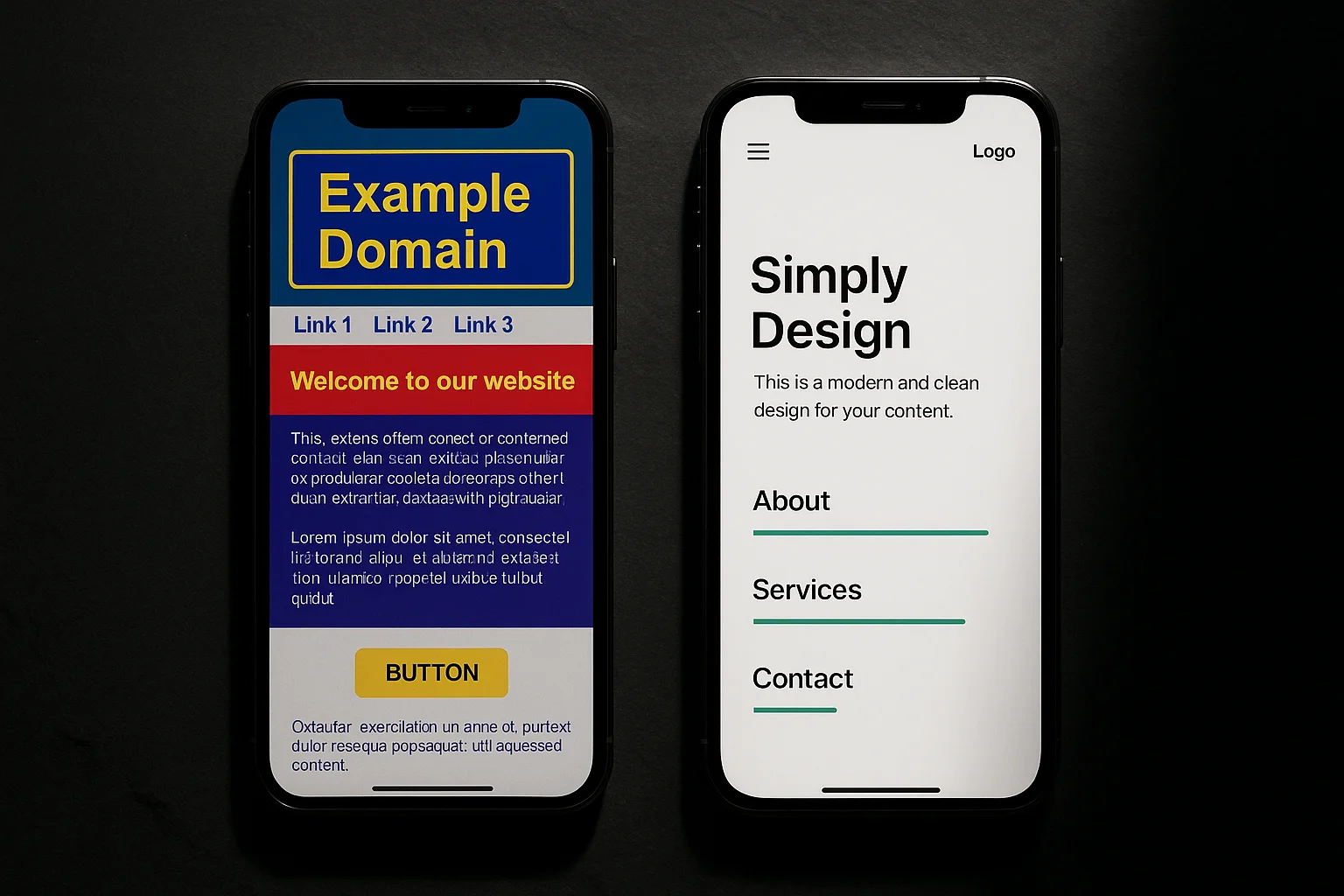Before and after website comparison